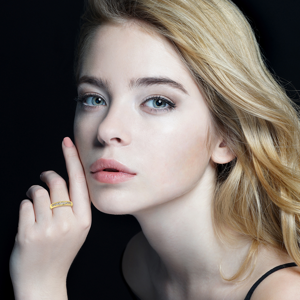 18K Gold Channel Set Diamond Band Ring