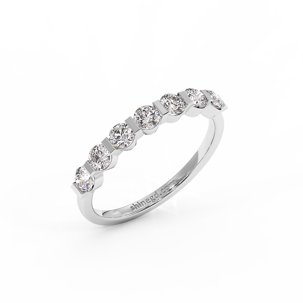 18K Gold Shared Prong Diamond Half Eternity Ring