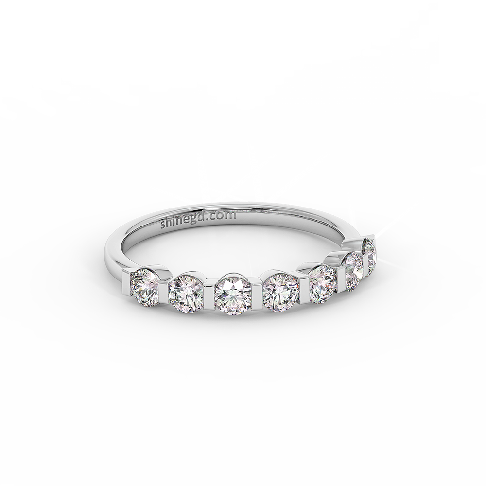 18K Gold Shared Prong Diamond Half Eternity Ring