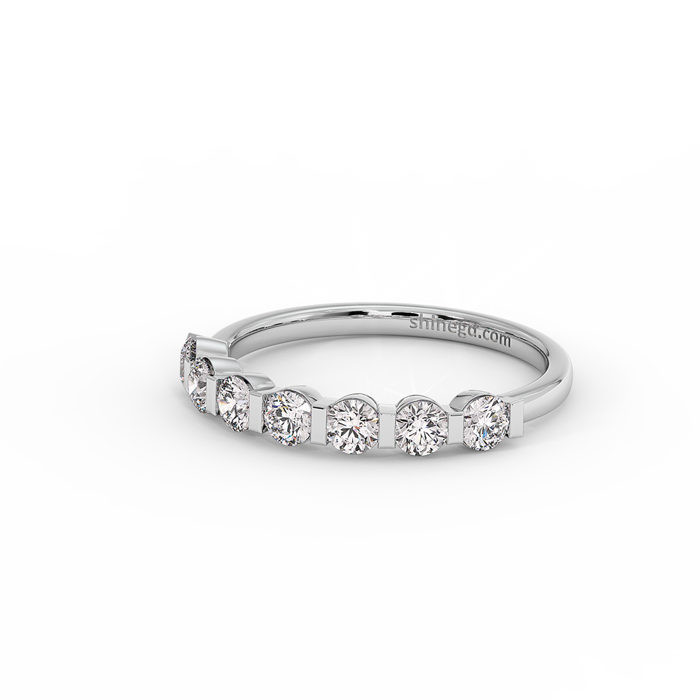 18K Gold Shared Prong Diamond Half Eternity Ring