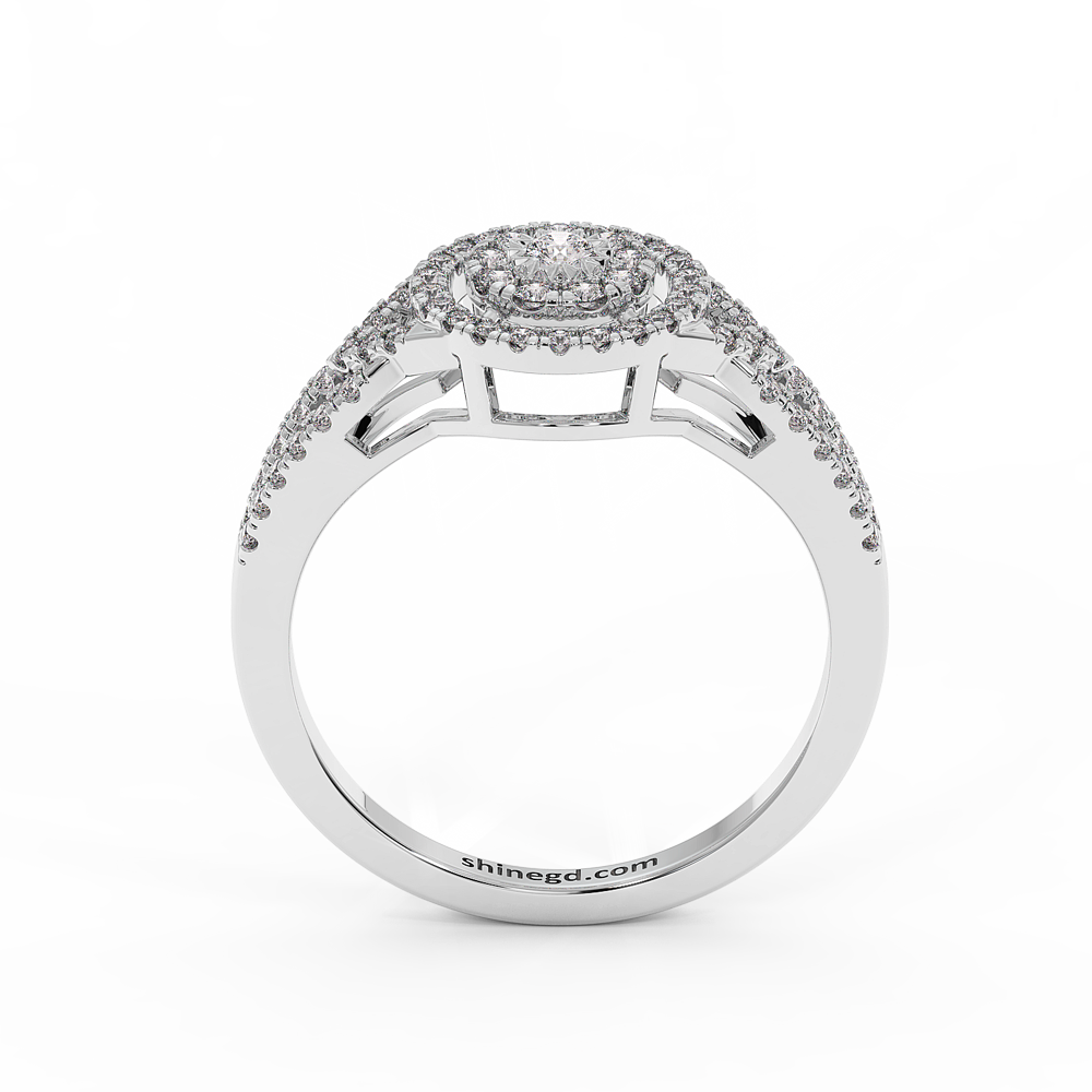Double Halo Round Diamond Ring in 18K Gold