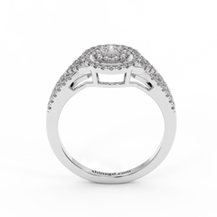 Double Halo Round Diamond Ring in 18K Gold