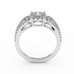 Split Shank Halo Round Diamond Ring in 18K Gold