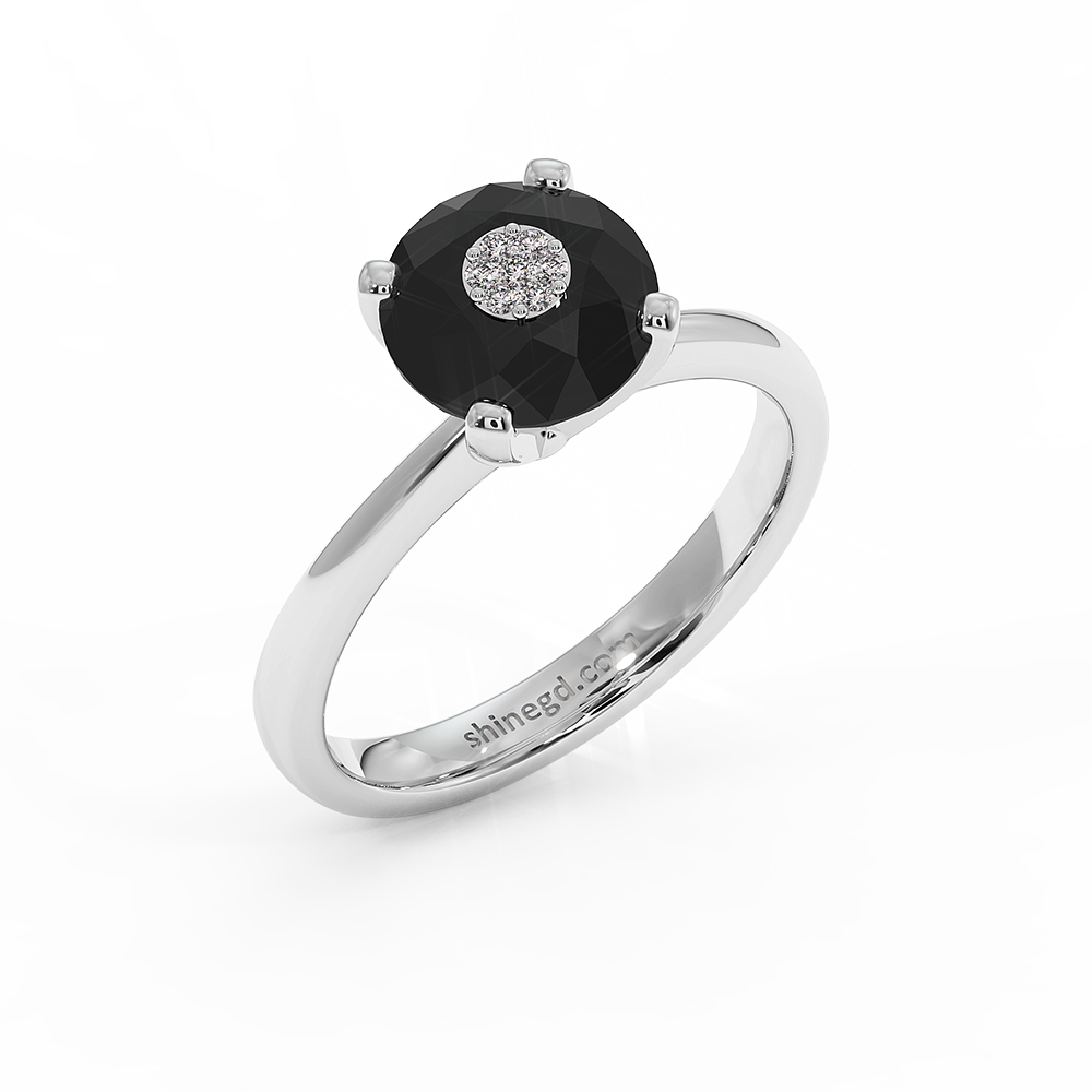 18K Gold Black & White Diamond Ring