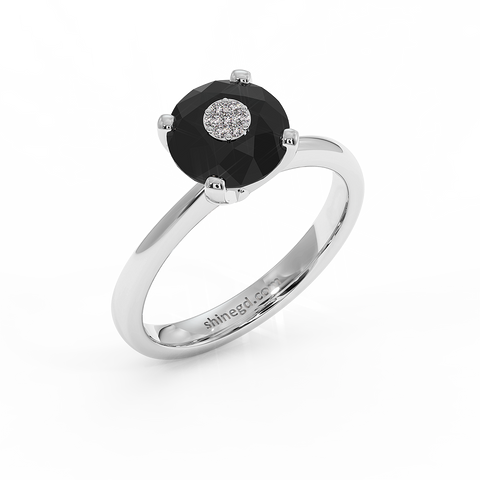 18K Gold Black & White Diamond Ring