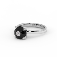 18K Gold Black & White Diamond Ring