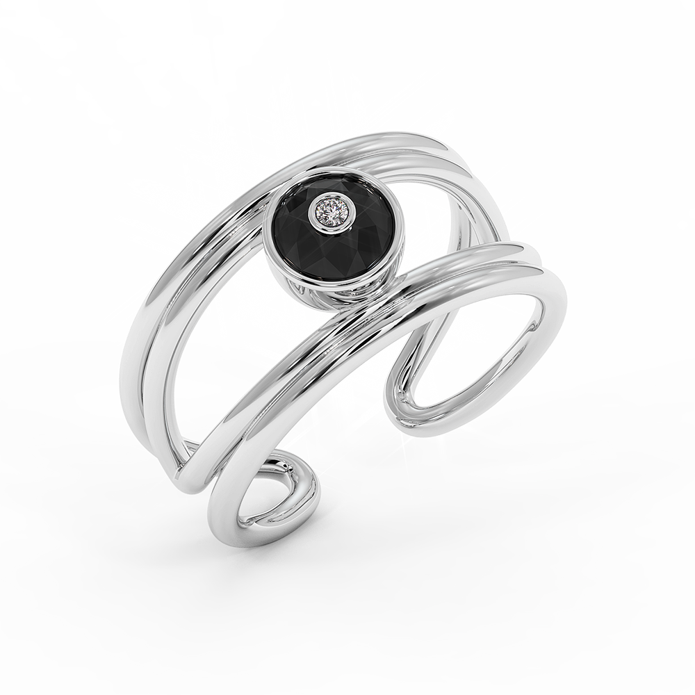 18K Gold Black & White Diamond Ring
