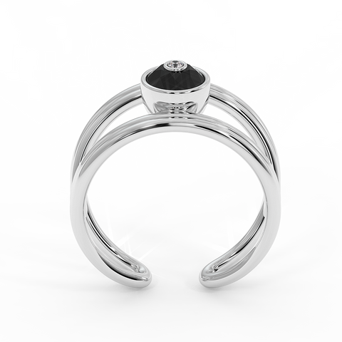 18K Gold Black & White Diamond Ring