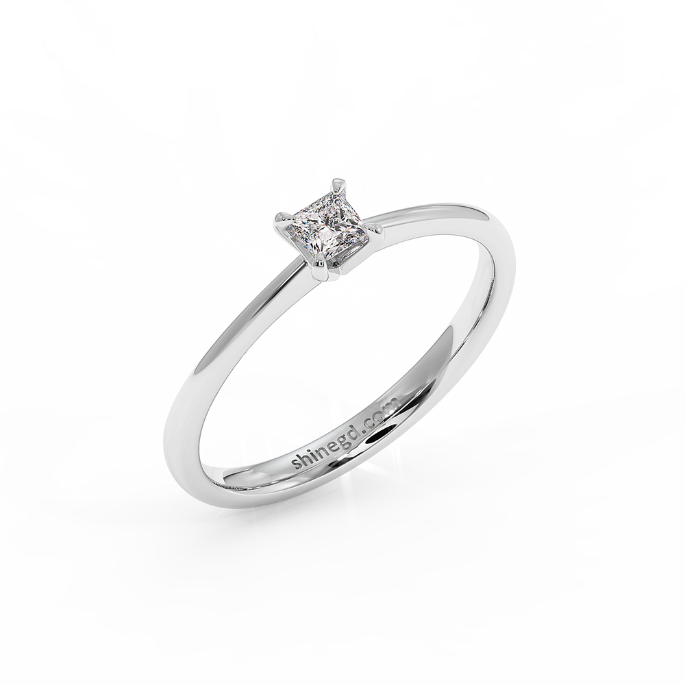 18K Gold Princess Cut Solitaire Diamond Ring