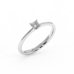 18K Gold Princess Cut Solitaire Diamond Ring