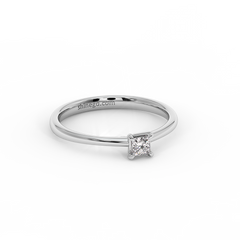 18K Gold Princess Cut Solitaire Diamond Ring
