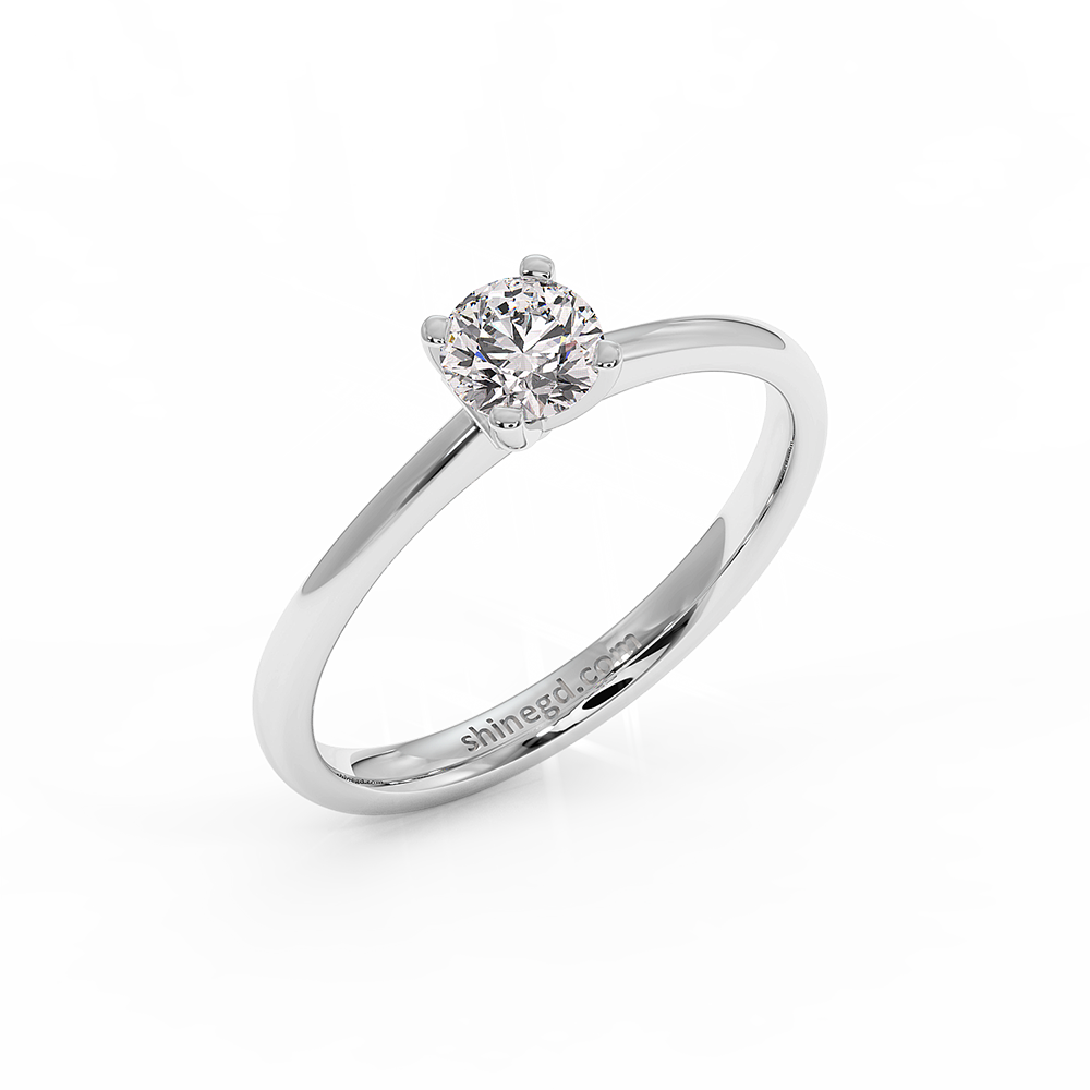 18K Gold Classic Round Solitaire Diamond Ring