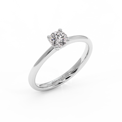 18K Gold Classic Round Solitaire Diamond Ring