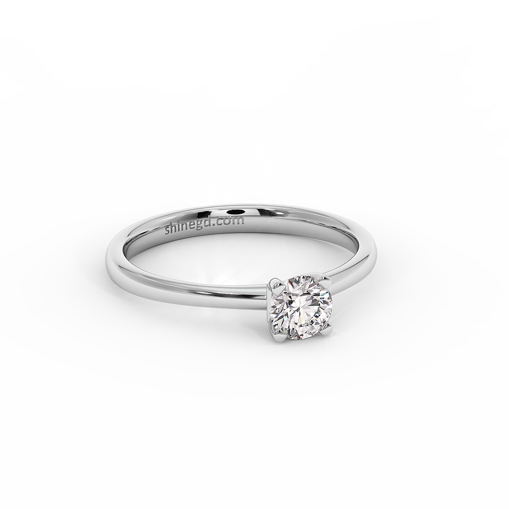 18K Gold Classic Round Solitaire Diamond Ring
