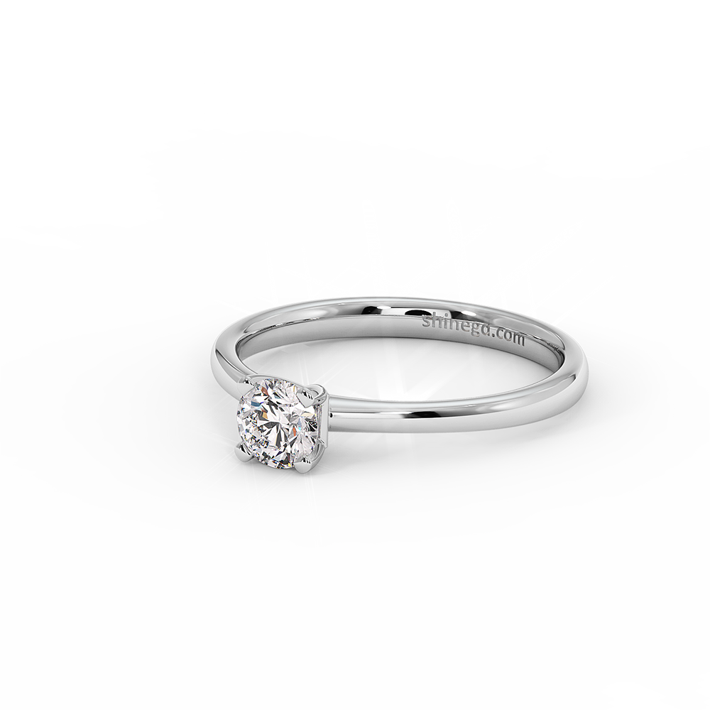 18K Gold Classic Round Solitaire Diamond Ring