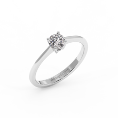 18K Gold Solitaire Diamond Ring