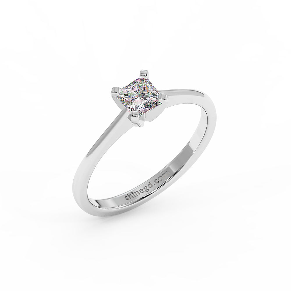18K Gold Princess Cut Solitaire Diamond Ring