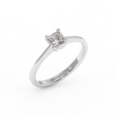 18K Gold Princess Cut Solitaire Diamond Ring