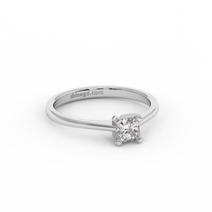 18K Gold Princess Cut Solitaire Diamond Ring