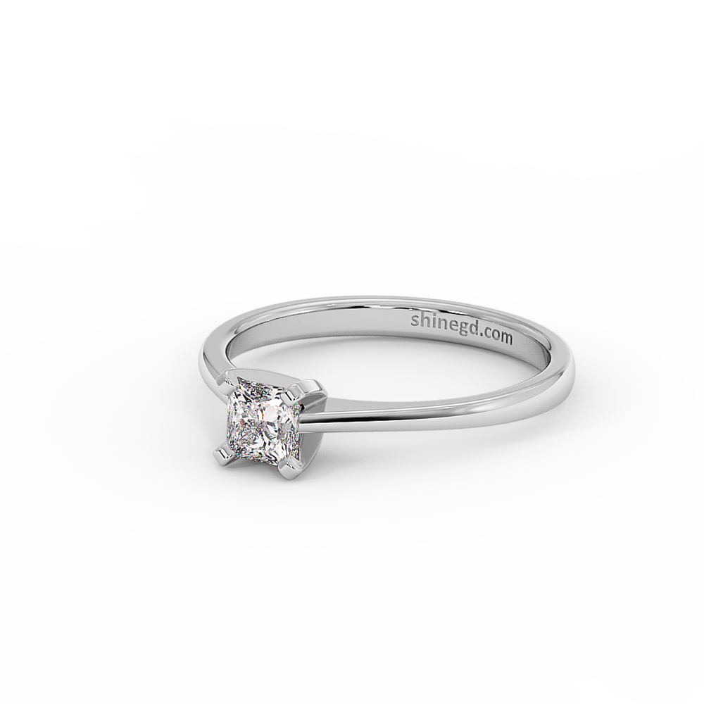 18K Gold Princess Cut Solitaire Diamond Ring