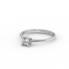 18K Gold Princess Cut Solitaire Diamond Ring