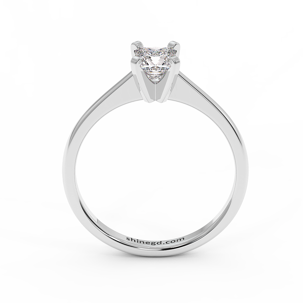 18K Gold Princess Cut Solitaire Diamond Ring