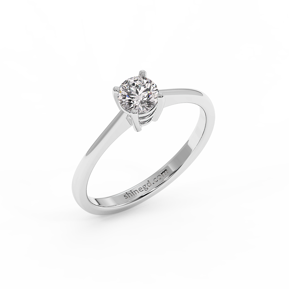 18K Gold Solitaire Diamond Ring – Classic 4 Prong Setting