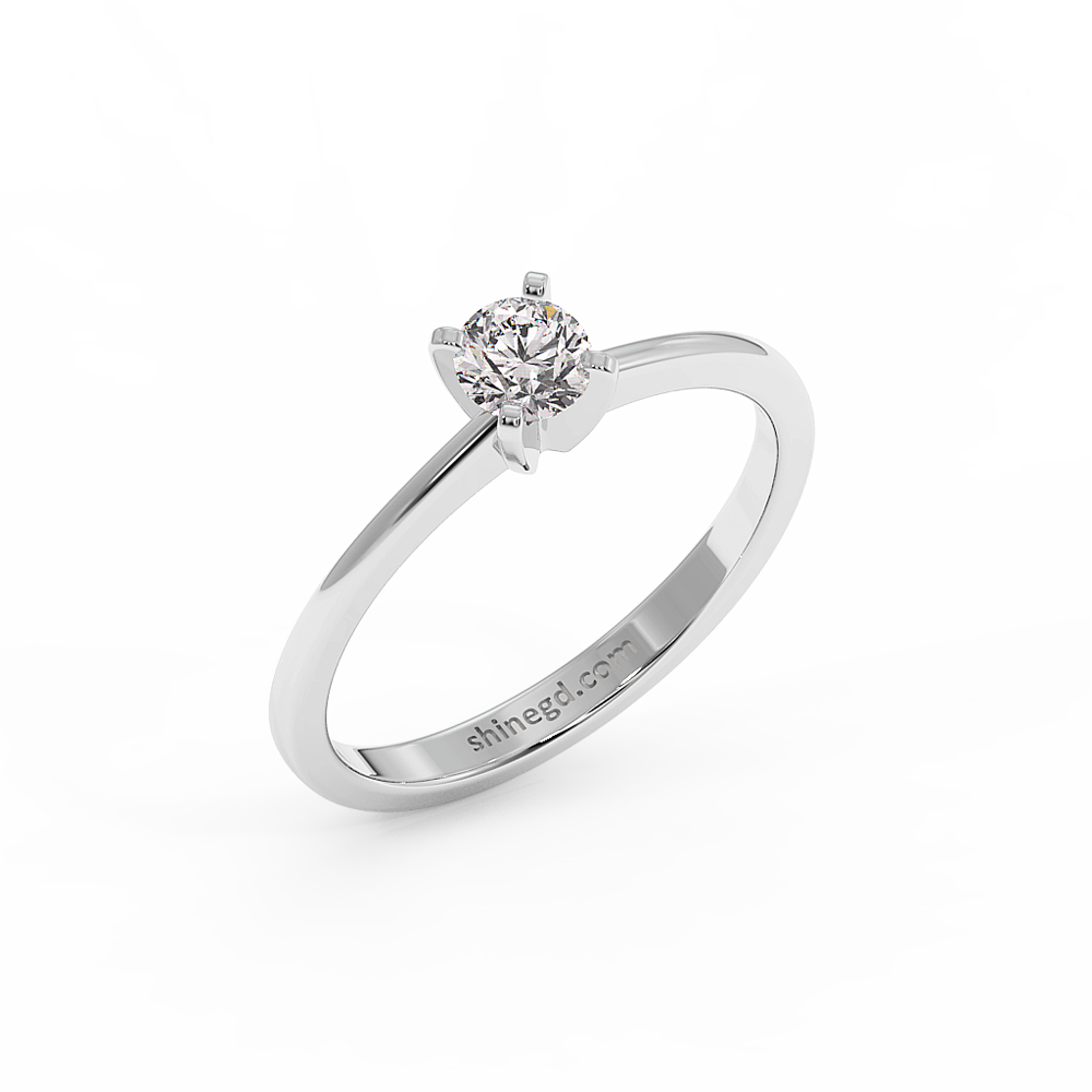 18K Gold Classic Round Solitaire Diamond Ring