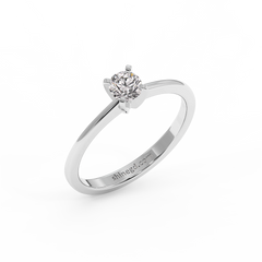 18K Gold Classic Round Solitaire Diamond Ring