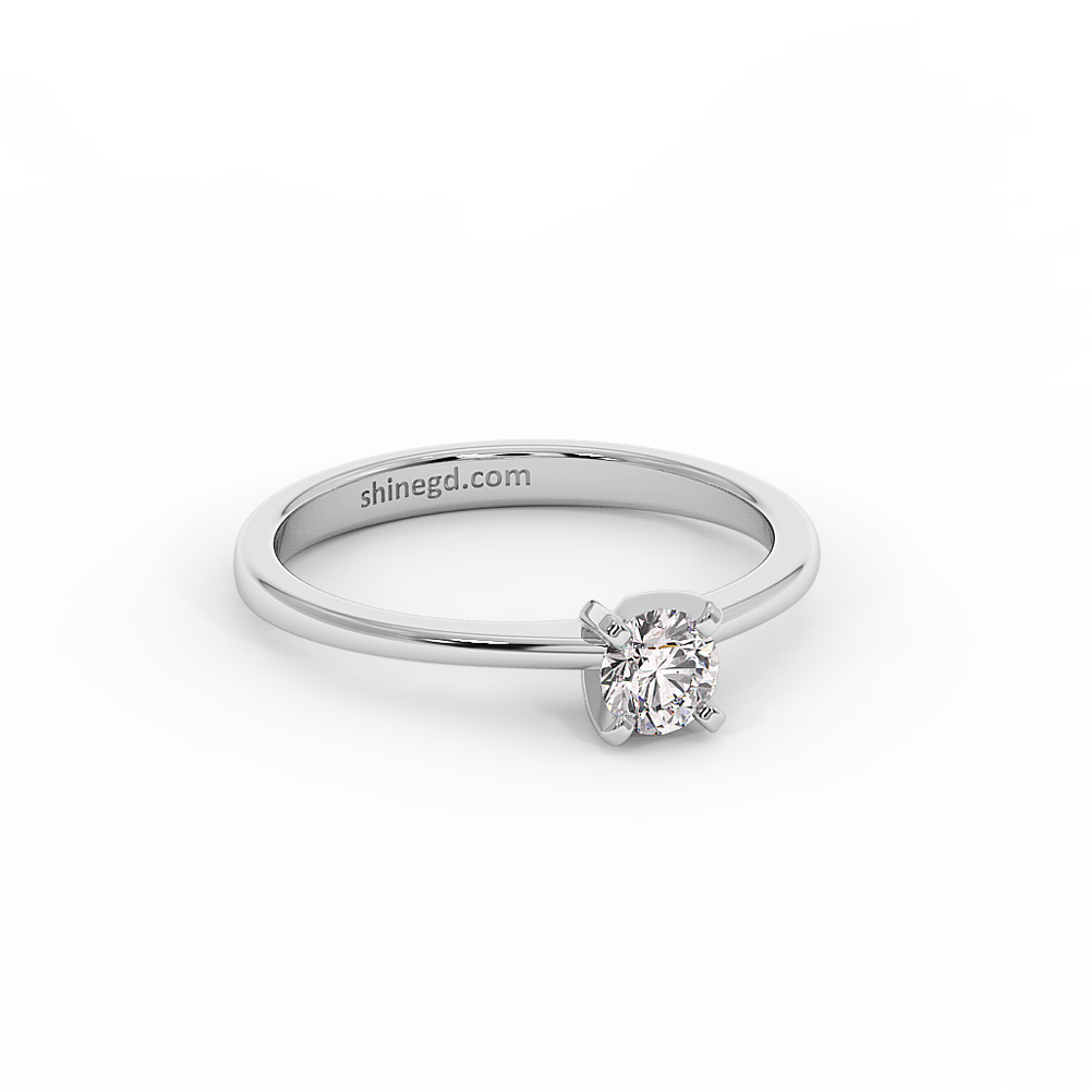 18K Gold Classic Round Solitaire Diamond Ring