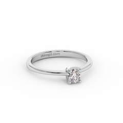 18K Gold Classic Round Solitaire Diamond Ring