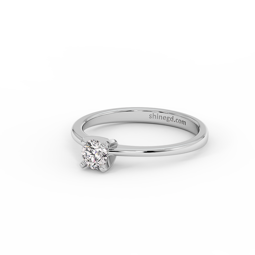 18K Gold Classic Round Solitaire Diamond Ring