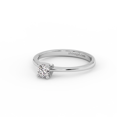 18K Gold Classic Round Solitaire Diamond Ring