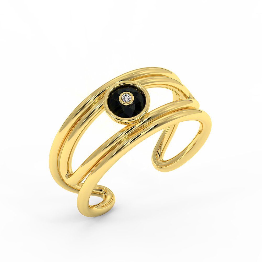 18K Gold Black & White Diamond Ring