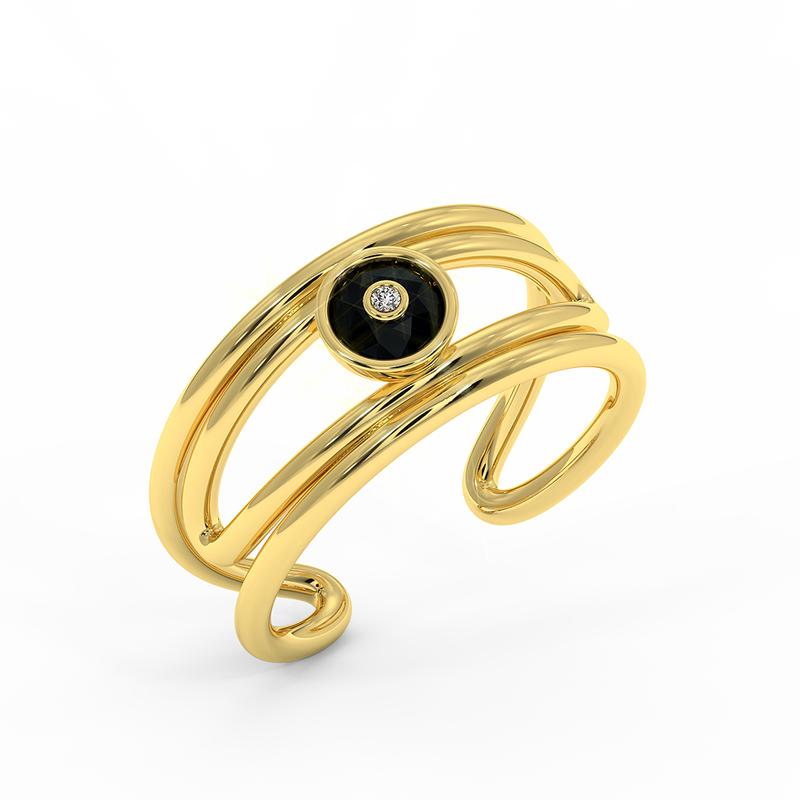 18K Gold Black & White Diamond Ring