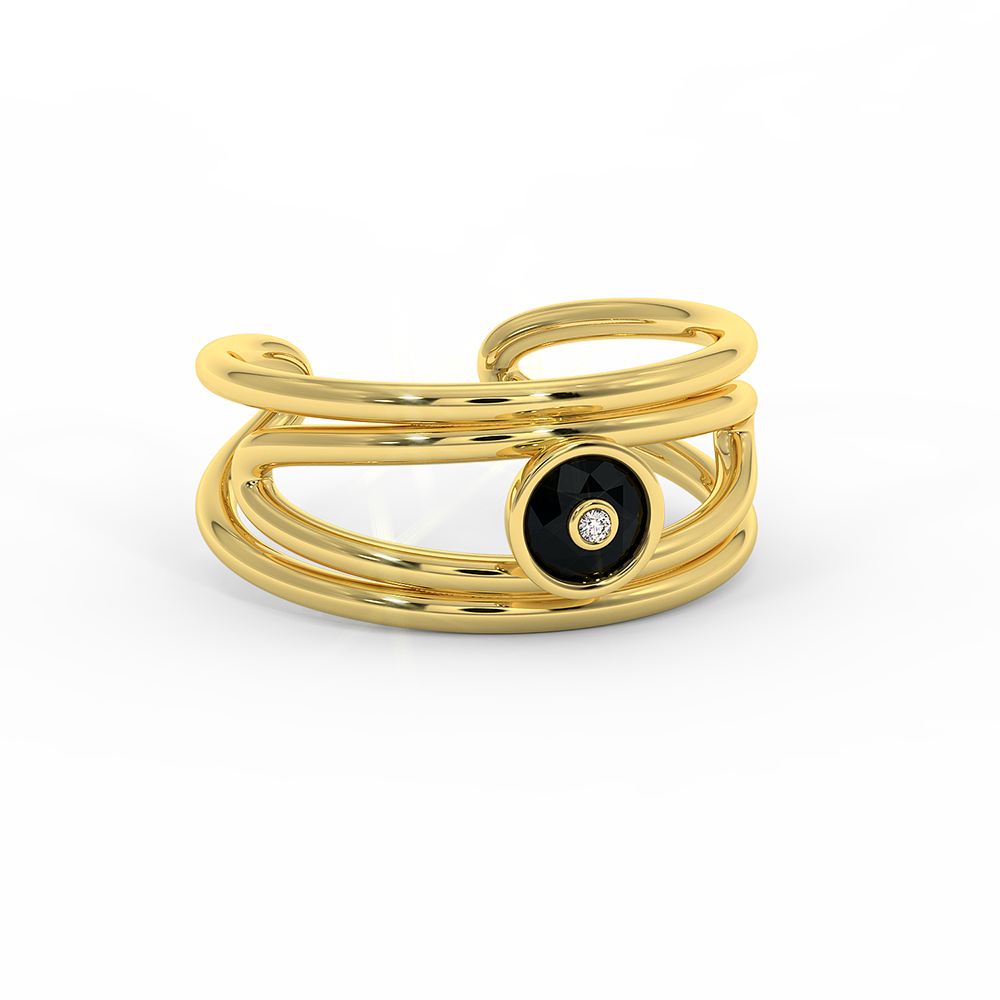 18K Gold Black & White Diamond Ring