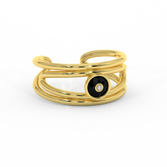 18K Gold Black & White Diamond Ring