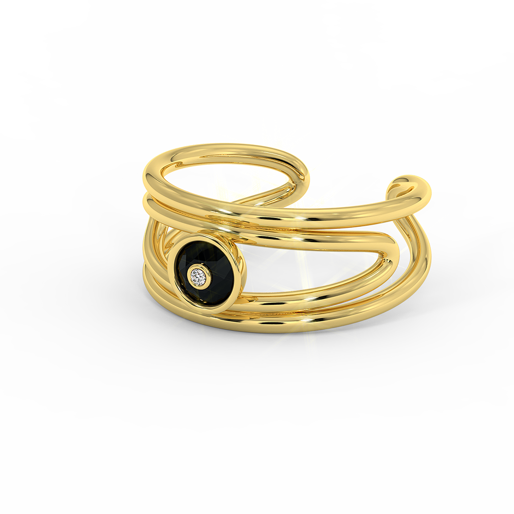 18K Gold Black & White Diamond Ring