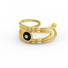 18K Gold Black & White Diamond Ring
