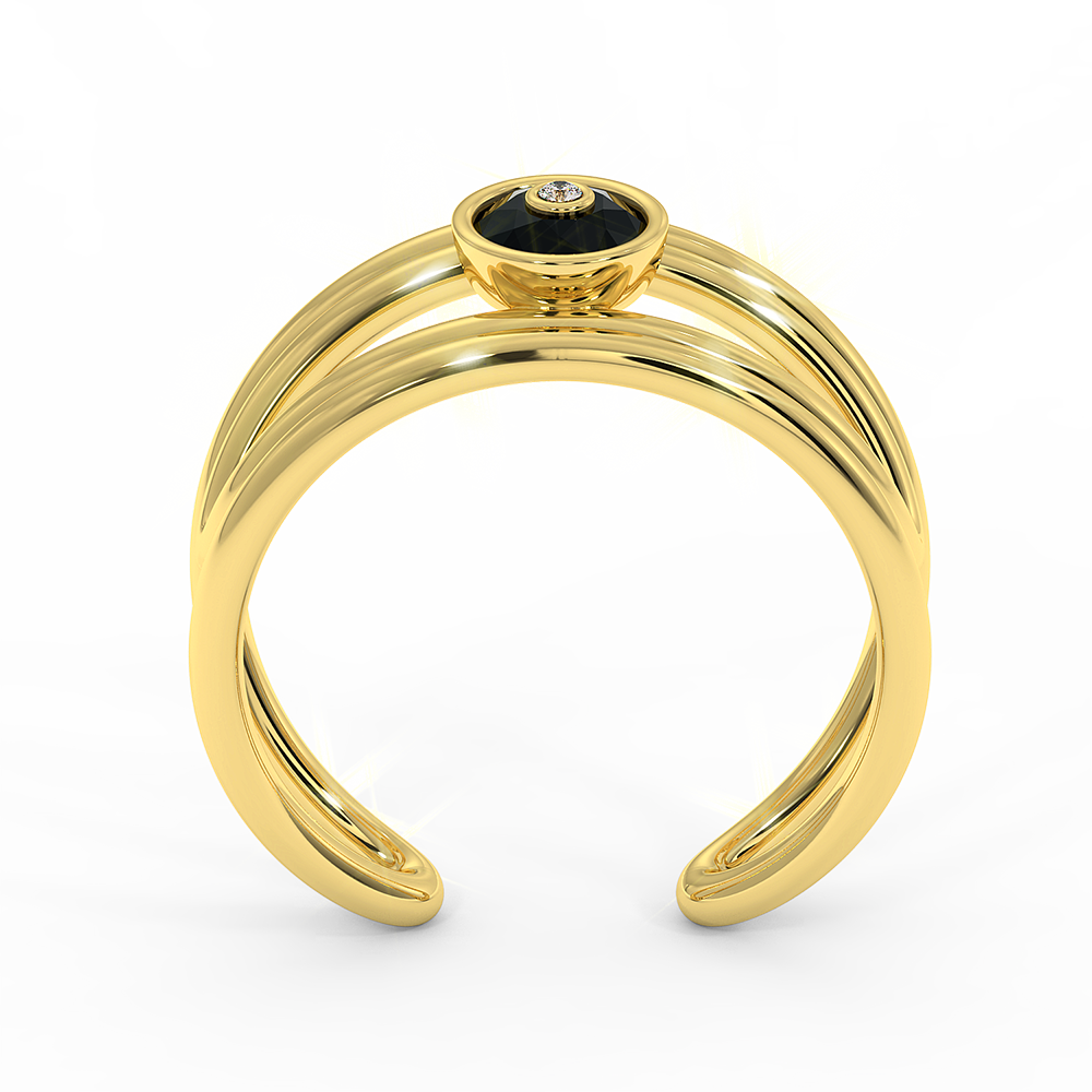 18K Gold Black & White Diamond Ring