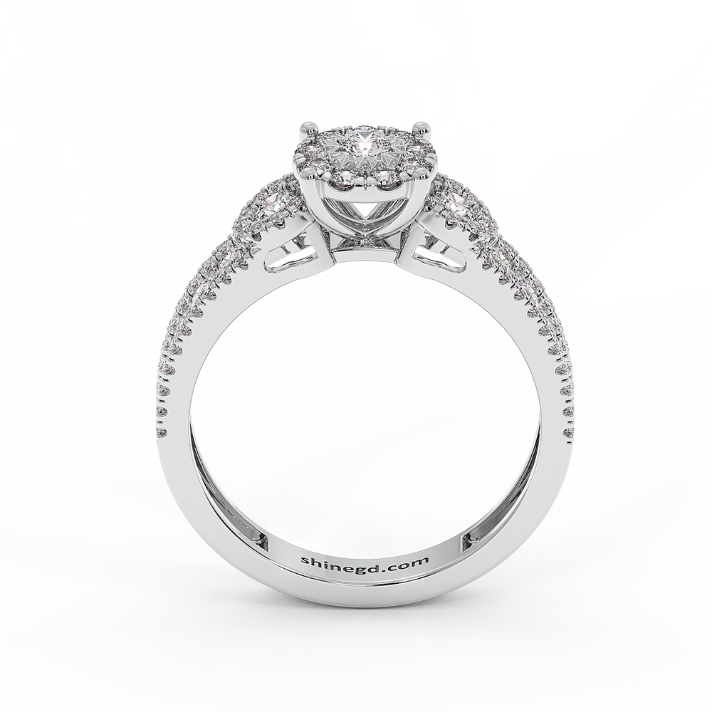18K Gold Round Diamond Halo Ring