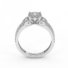 18K Gold Round Diamond Halo Ring