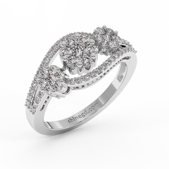 18K Gold Floral Cluster Diamond Ring