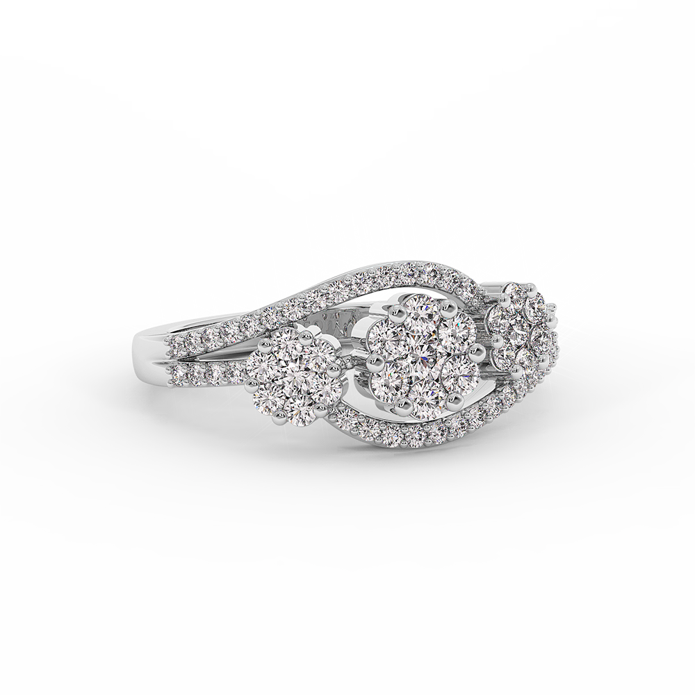 18K Gold Floral Cluster Diamond Ring