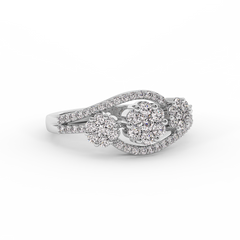 18K Gold Floral Cluster Diamond Ring