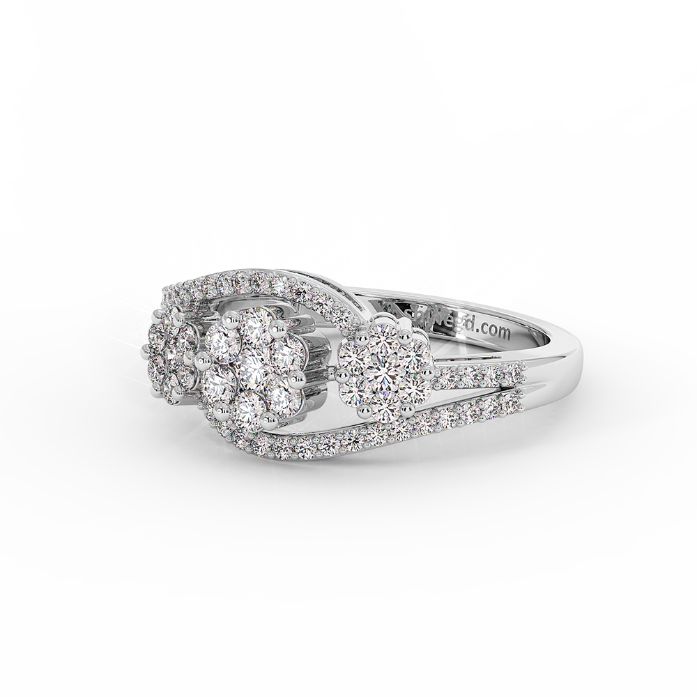 18K Gold Floral Cluster Diamond Ring