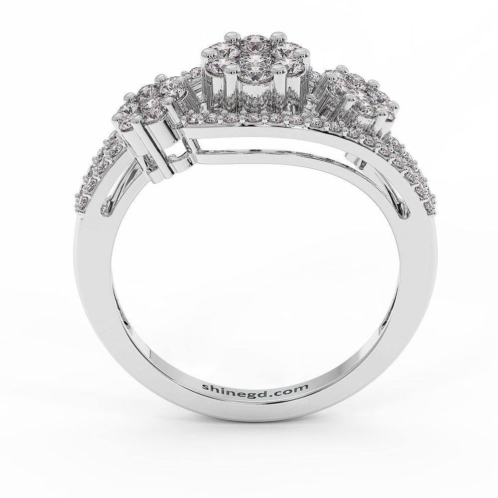 18K Gold Floral Cluster Diamond Ring