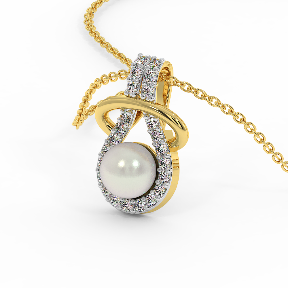 18K Gold Diamond Pearl Set