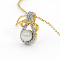 18K Gold Diamond Pearl Set