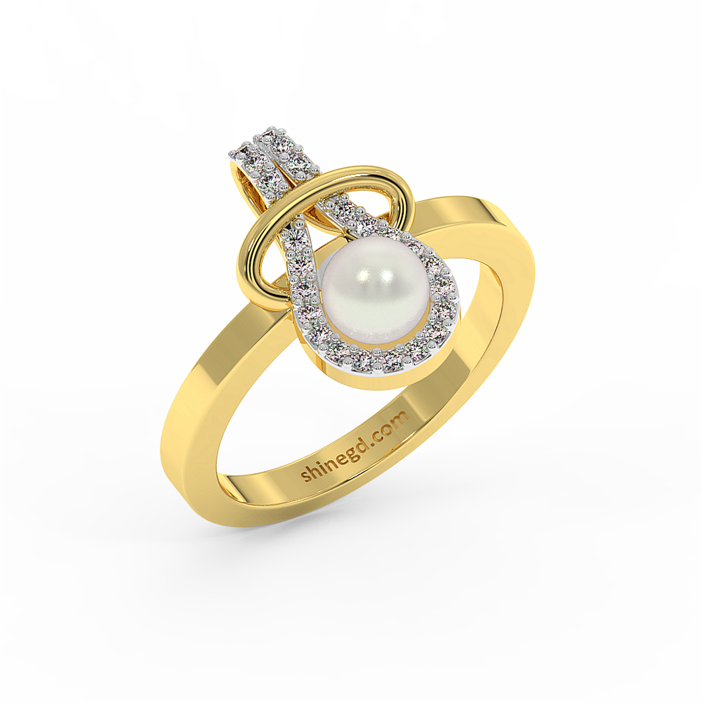 18K Gold Diamond Pearl Set